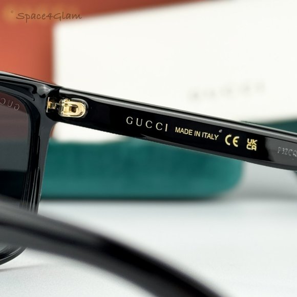 NEW Gucci GG0748S 001 Black Gray Rectangle Unisex Sunglasses - Picture 8 of 10